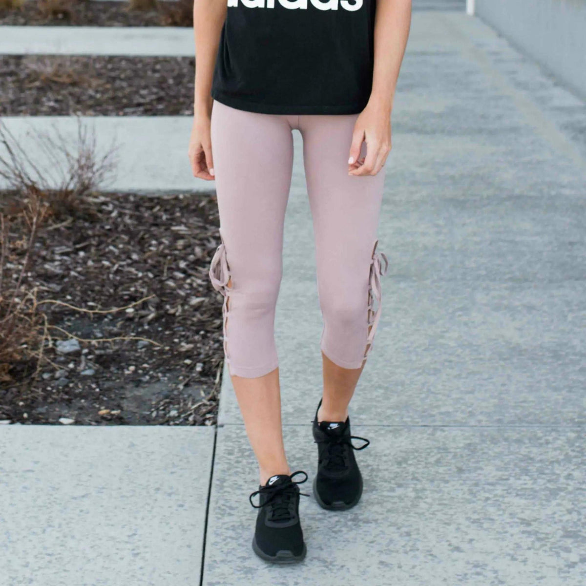 Ultra Soft Lace Up Crop Leggings - Truly Contagious