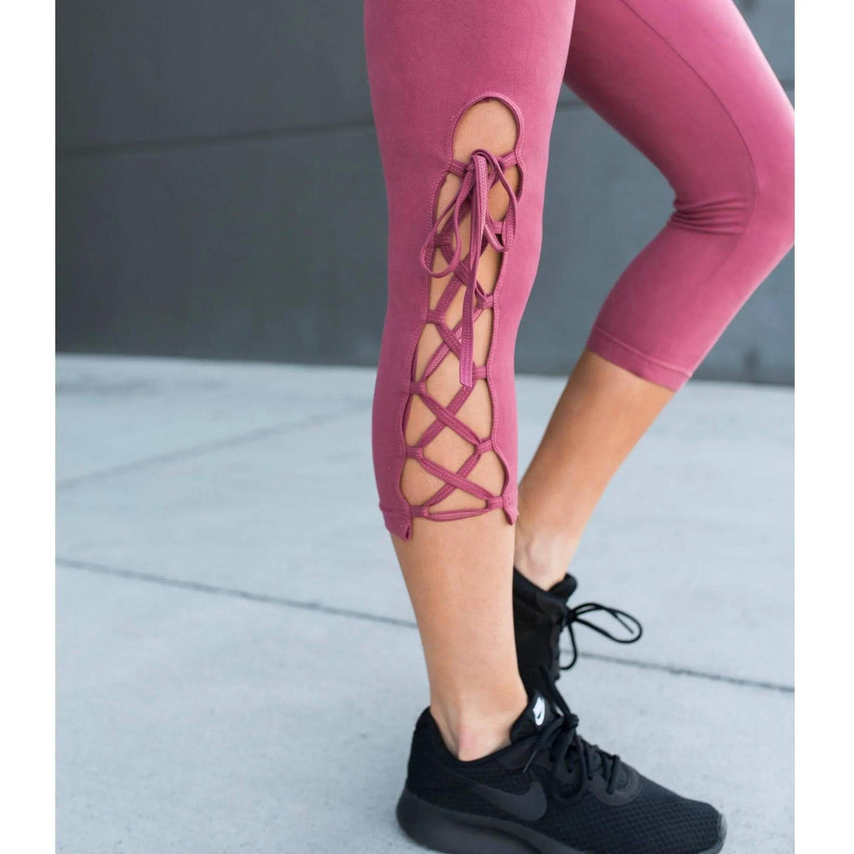 Ultra Soft Lace Up Crop Leggings - Truly Contagious