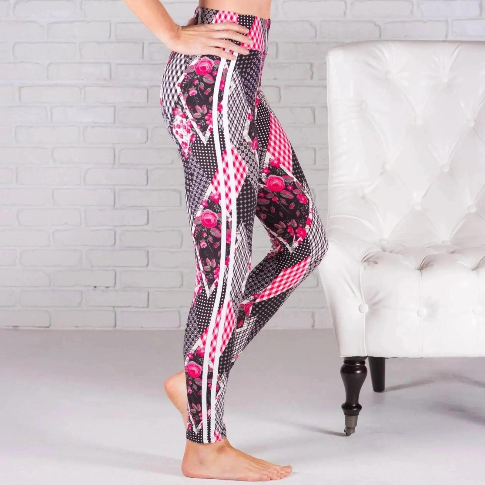 Ultra Soft Printed Leggings w/ Stripe (New Mix) - Truly Contagious