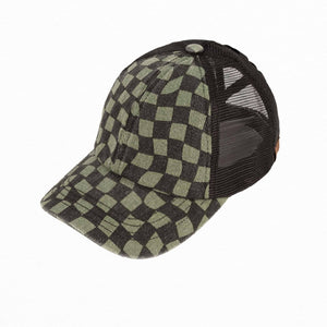 CC Checkered Pattern Baseball Cap | Criss-Cross - Truly Contagious