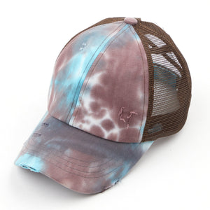 CC Tie-Dye Mesh Criss-Cross  Pony Cap | Adult and Kid Sizes - Truly Contagious
