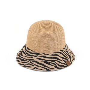 CC Zebra Print Straw Bucket Hat - Truly Contagious