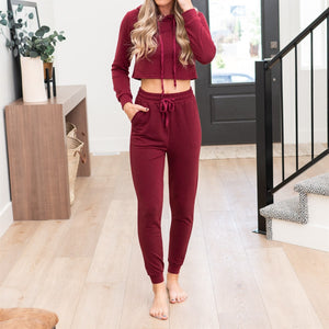 French Terry Cropped Jacket/Jogger Loungewear - Truly Contagious
