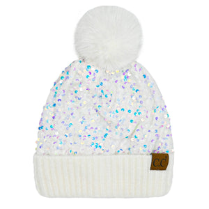 CC Sequin Fur Pom Beanie | Adult and Kid Sizes - Truly Contagious