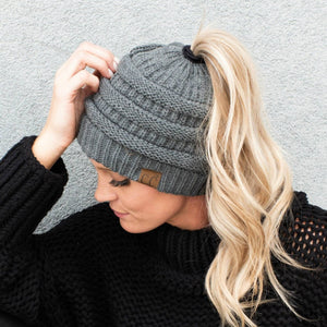 CC Messy Bun/Pony Beanie | Adult and Kid Sizing - Truly Contagious
