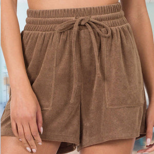 Terry Drawstring Waist Shorts With Pockets - Truly Contagious