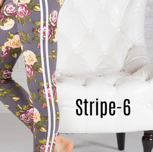 Ultra Soft Printed Leggings w/ Stripe