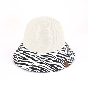 CC Zebra Print Straw Bucket Hat - Truly Contagious