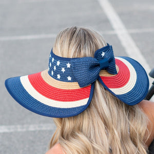 Americana Patriotic Rollable Visor For Adventures, 4th Of July, American Flag Print, Easy To Travel And Roll - Truly Contagious