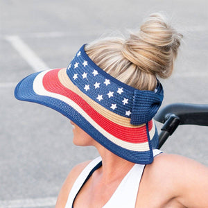 Americana Patriotic Rollable Visor For Adventures, 4th Of July, American Flag Print, Easy To Travel And Roll - Truly Contagious