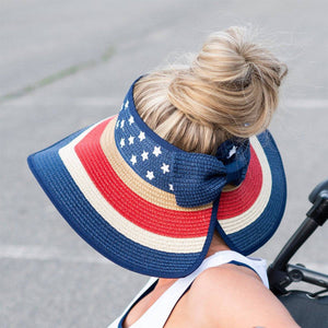Americana Patriotic Rollable Visor For Adventures, 4th Of July, American Flag Print, Easy To Travel And Roll - Truly Contagious
