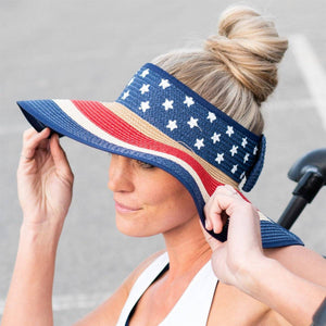 Americana Patriotic Rollable Visor For Adventures, 4th Of July, American Flag Print, Easy To Travel And Roll - Truly Contagious