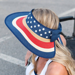 Americana Patriotic Rollable Visor For Adventures, 4th Of July, American Flag Print, Easy To Travel And Roll - Truly Contagious