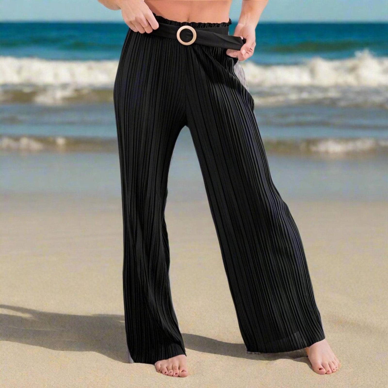 Belted Flowy Beach Pants - Lightweight - Truly Contagious