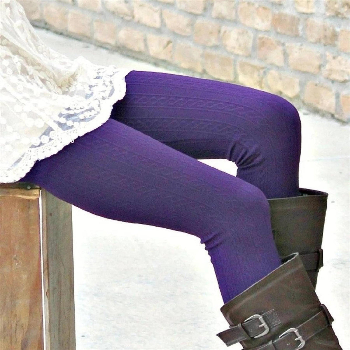 Cable Knit Fleece Lined Leggings | ( Sofra ) - Truly Contagious