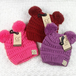 CC Baby and Kids Toddler Pom Pom Beanie Winter Snow Hats - Truly Contagious