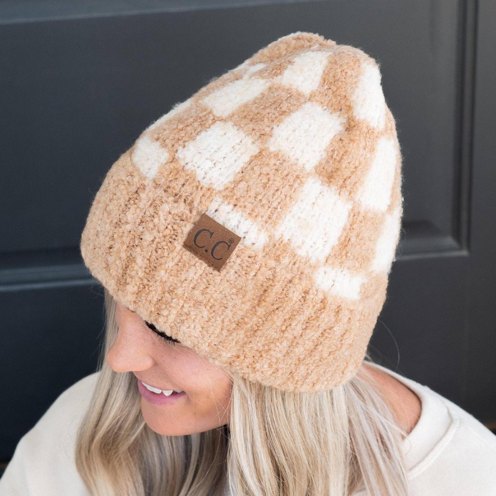 CC Beanie Oh so Soft Check Boucle Skully Hats - Truly Contagious