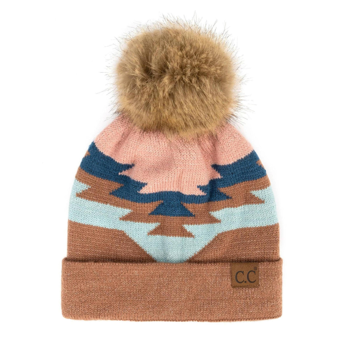 CC Beanie with Pom & South Western Pattern - Truly Contagious