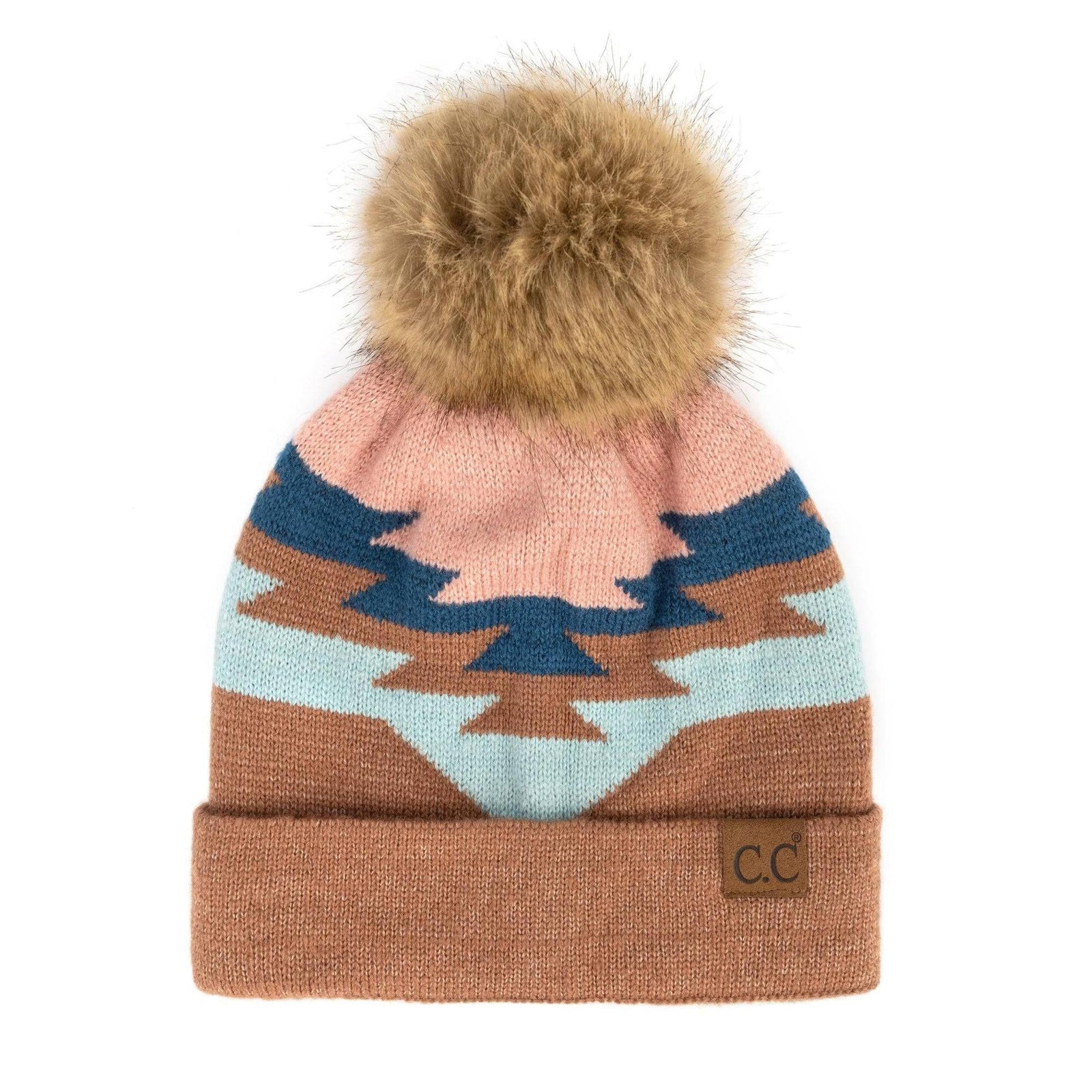 CC Beanie with Pom & South Western Pattern - Truly Contagious