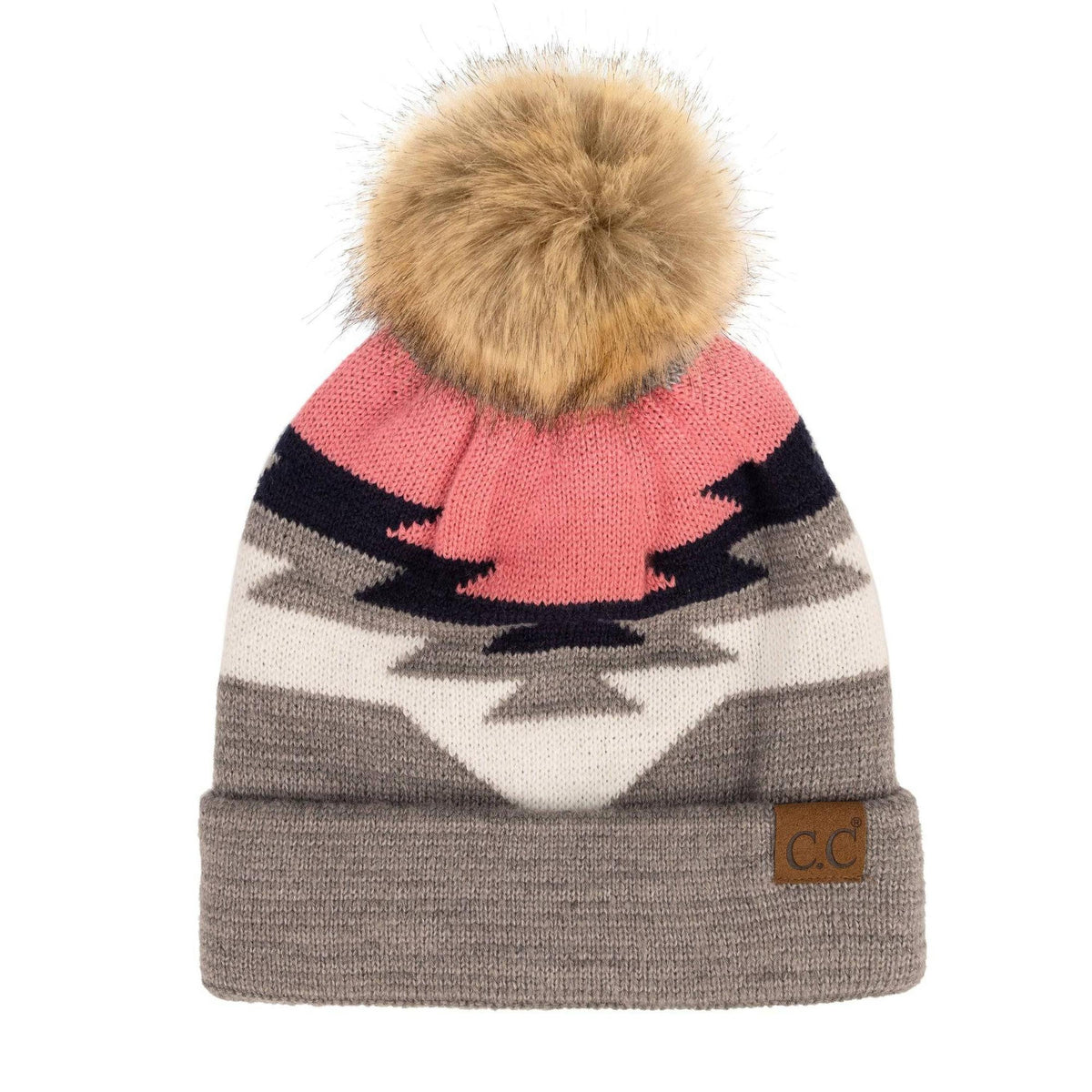 CC Beanie with Pom & South Western Pattern - Truly Contagious