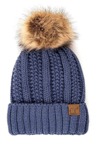 CC Bold Pom Accented Kids Youth to Adult Beanies Hats - Truly Contagious