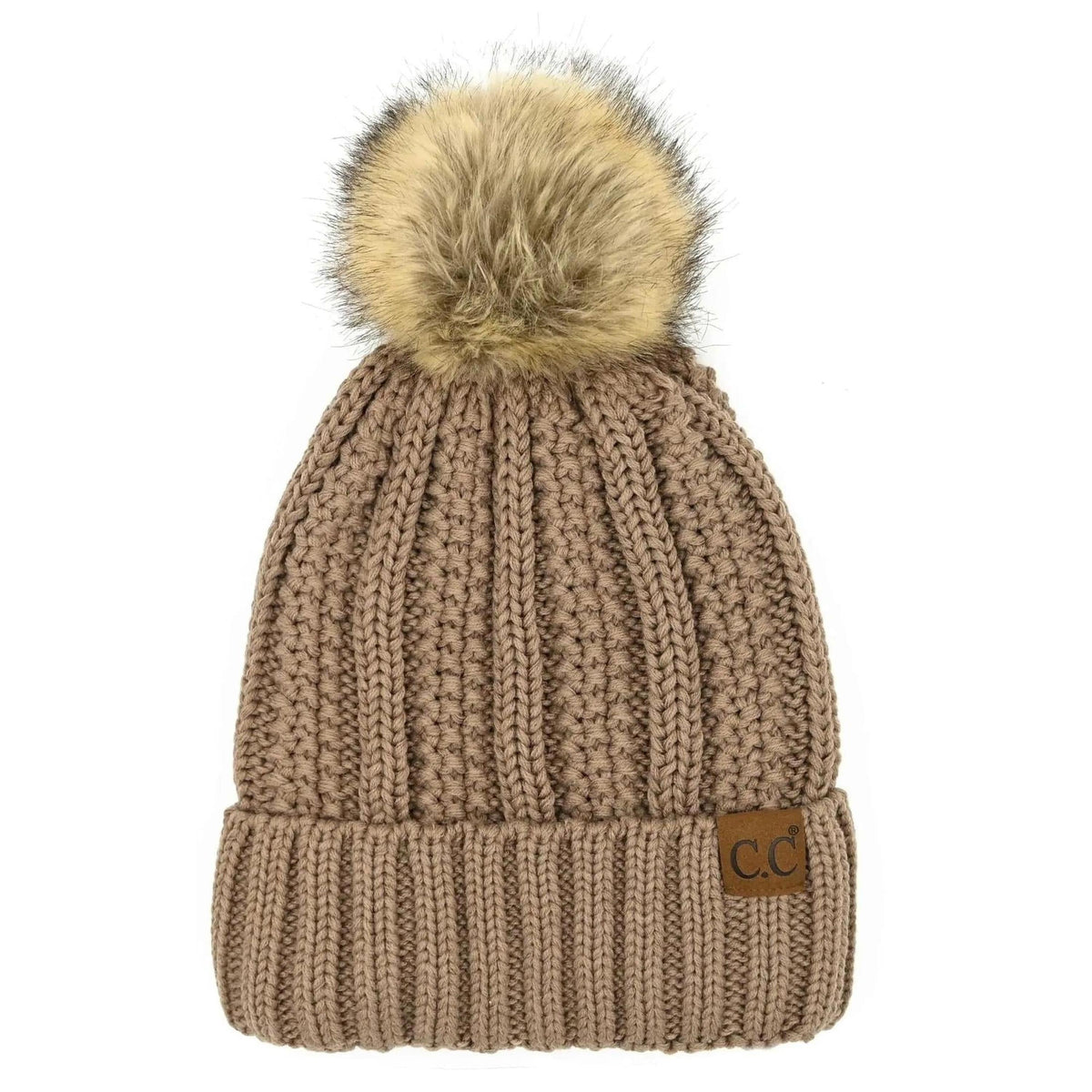 CC Bold Pom Accented Kids Youth to Adult Beanies Hats - Truly Contagious