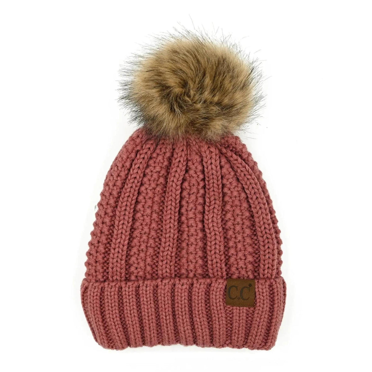 CC Bold Pom Accented Kids Youth to Adult Beanies Hats - Truly Contagious