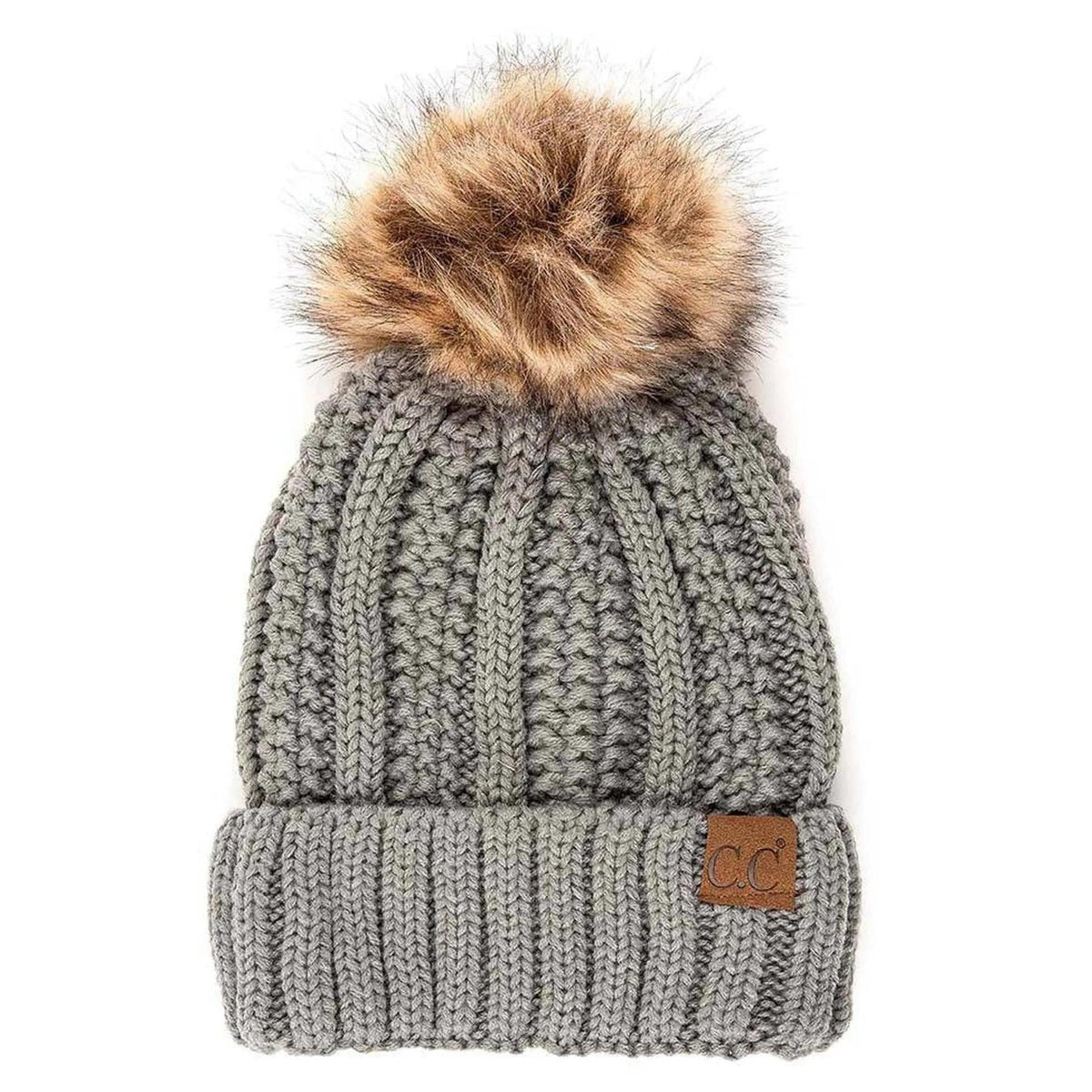 CC Bold Pom Accented Kids Youth to Adult Beanies Hats - Truly Contagious