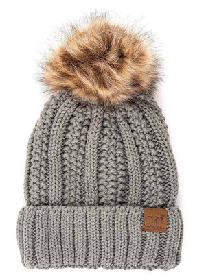 CC Bold Pom Accented Kids Youth to Adult Beanies Hats - Truly Contagious