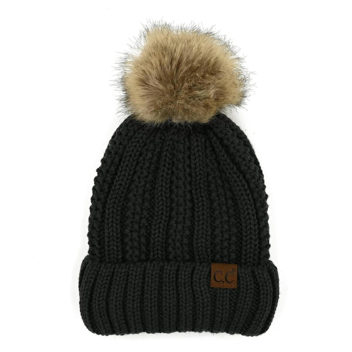 CC Bold Pom Accented Kids Youth to Adult Beanies Hats - Truly Contagious