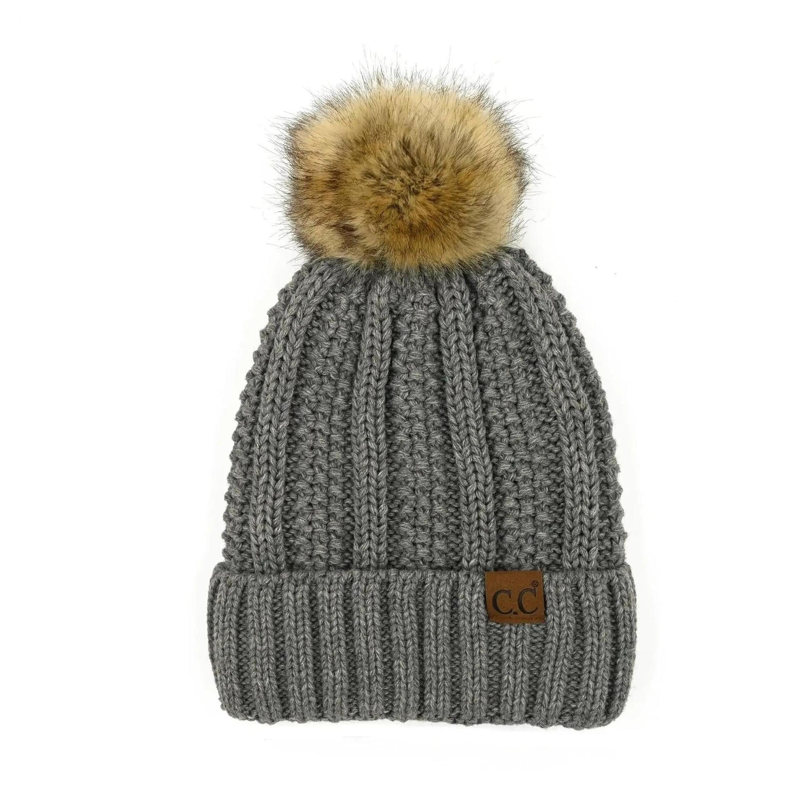 CC Bold Pom Accented Kids Youth to Adult Beanies Hats - Truly Contagious