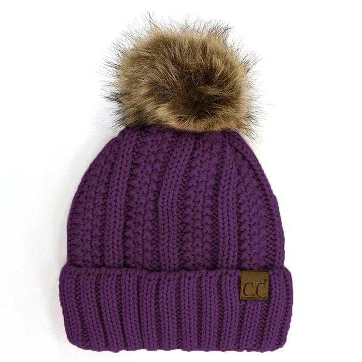 CC Bold Pom Accented Kids Youth to Adult Beanies Hats - Truly Contagious