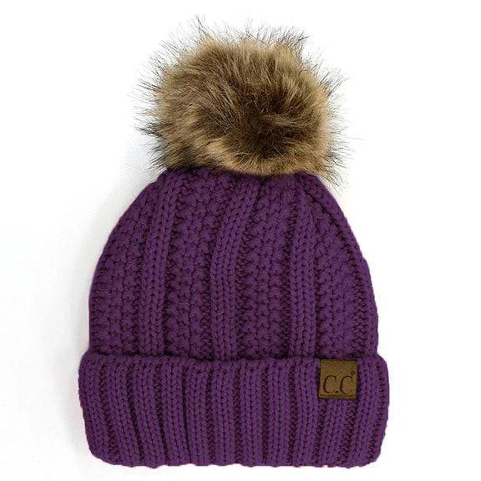 CC Bold Pom Accented Kids Youth to Adult Beanies Hats - Truly Contagious