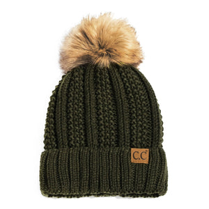 CC Bold Pom Accented Kids Youth to Adult Beanies Hats - Truly Contagious