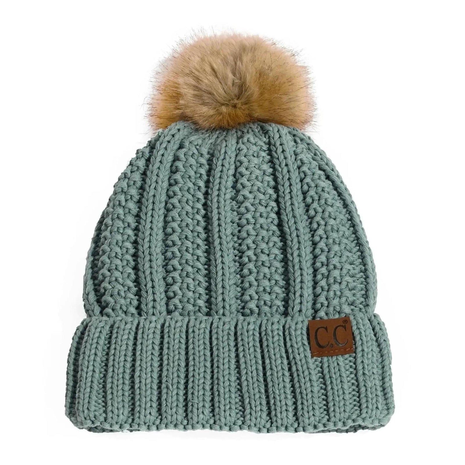 CC Bold Pom Accented Kids Youth to Adult Beanies Hats - Truly Contagious