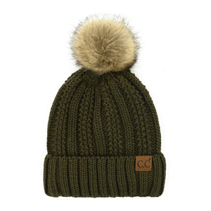 CC Bold Pom Accented Kids Youth to Adult Beanies Hats - Truly Contagious