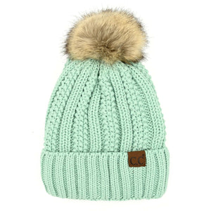 CC Bold Pom Accented Kids Youth to Adult Beanies Hats - Truly Contagious