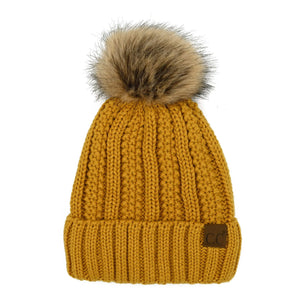 CC Bold Pom Accented Kids Youth to Adult Beanies Hats - Truly Contagious