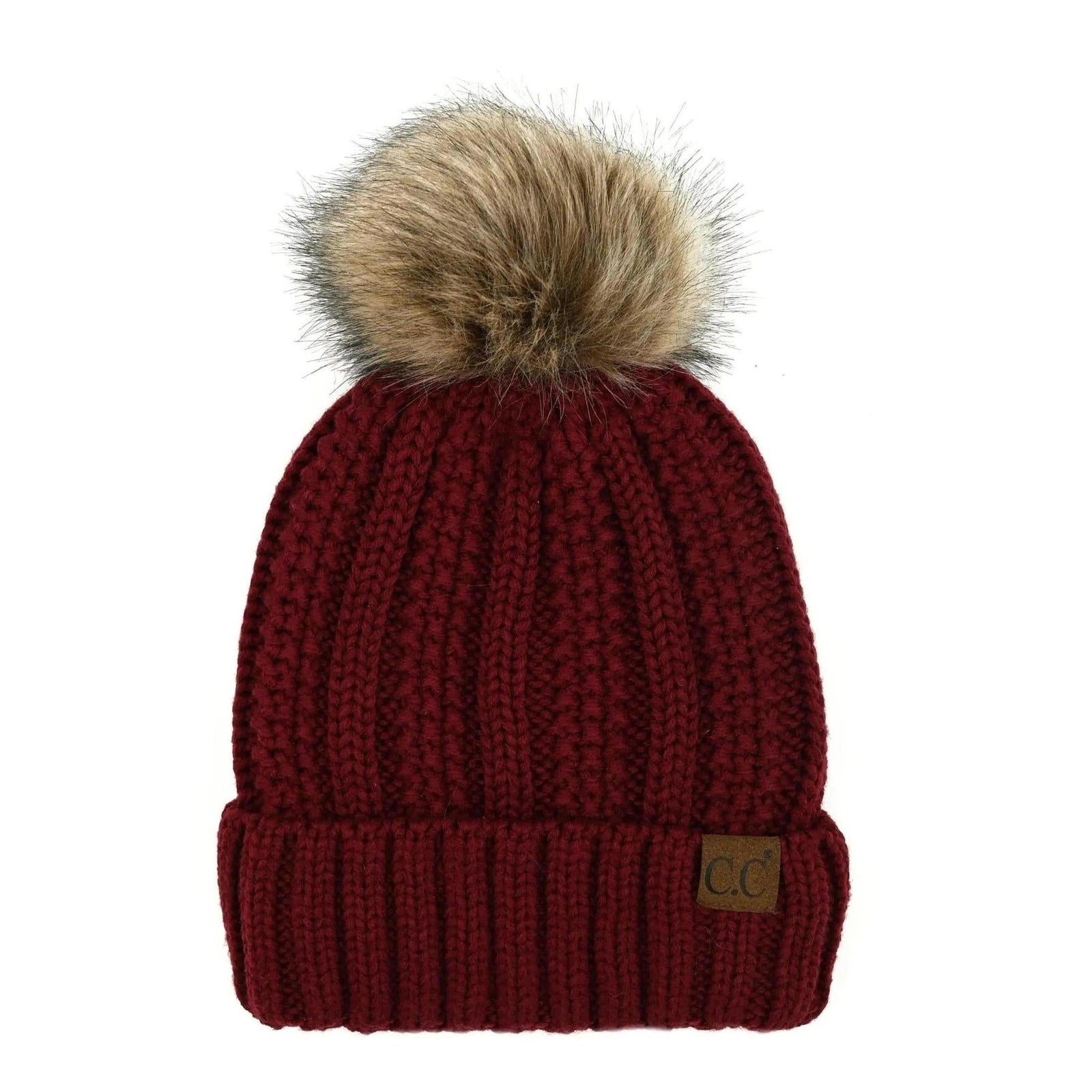 CC Bold Pom Accented Kids Youth to Adult Beanies Hats - Truly Contagious