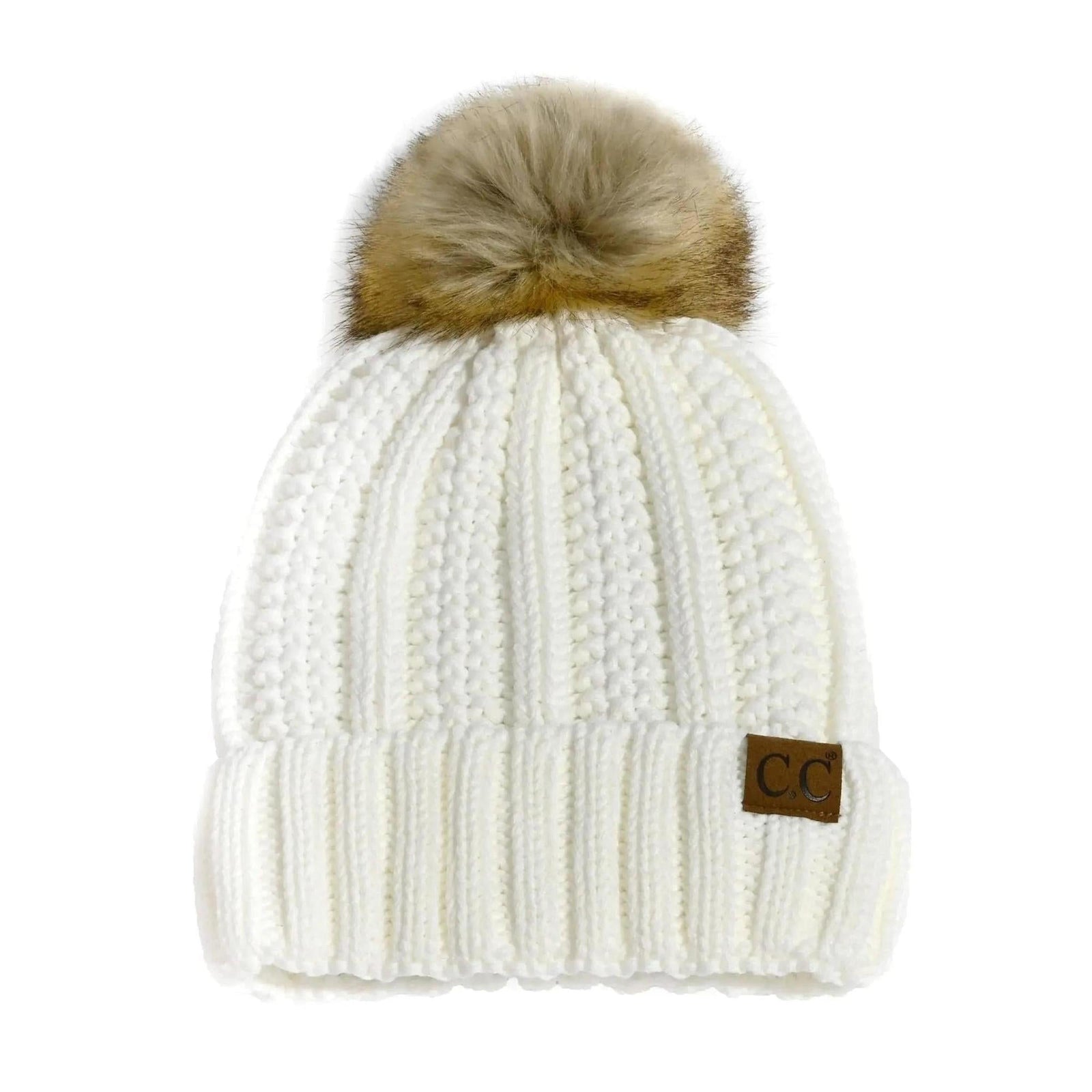 CC Bold Pom Accented Kids Youth to Adult Beanies Hats - Truly Contagious