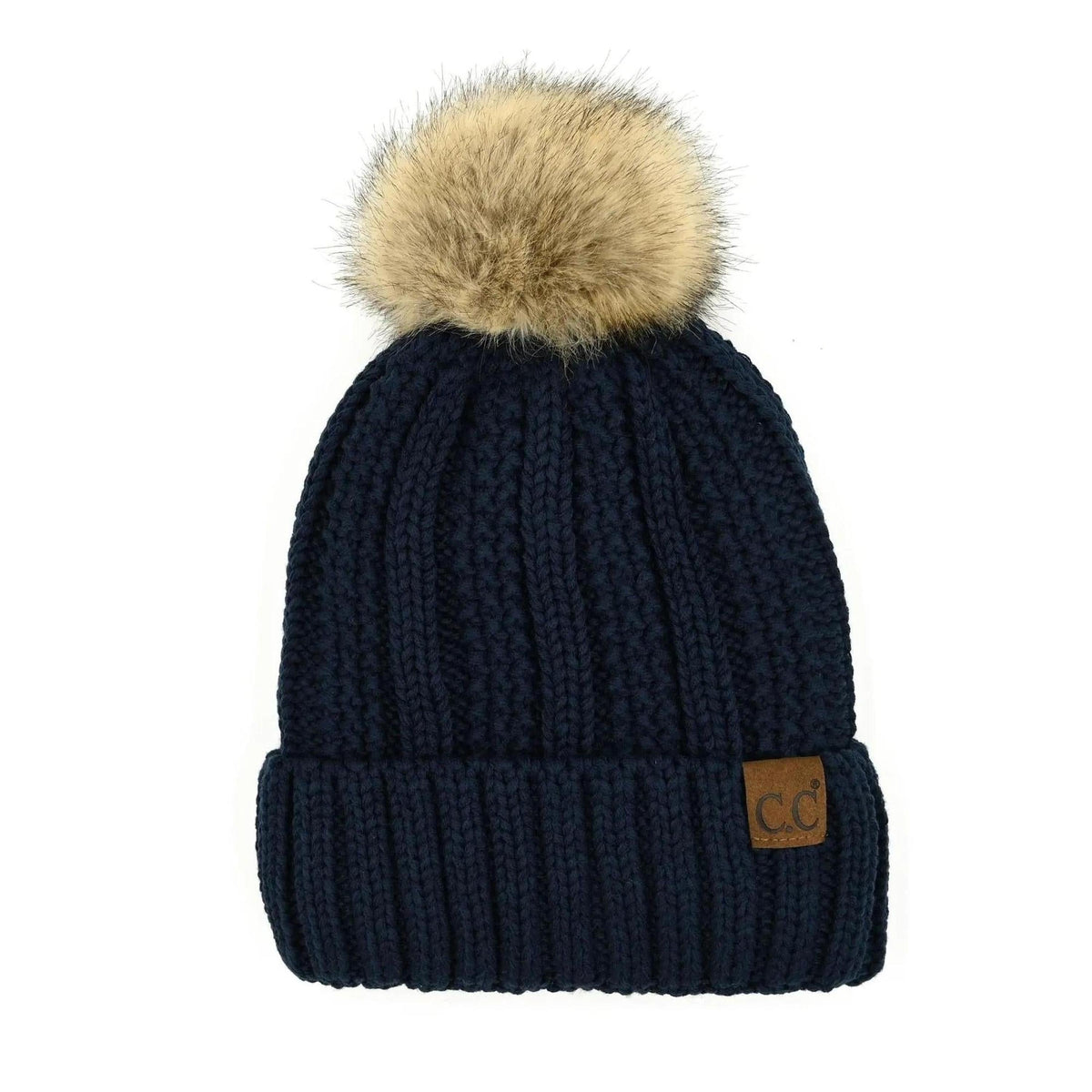 CC Bold Pom Accented Kids Youth to Adult Beanies Hats - Truly Contagious