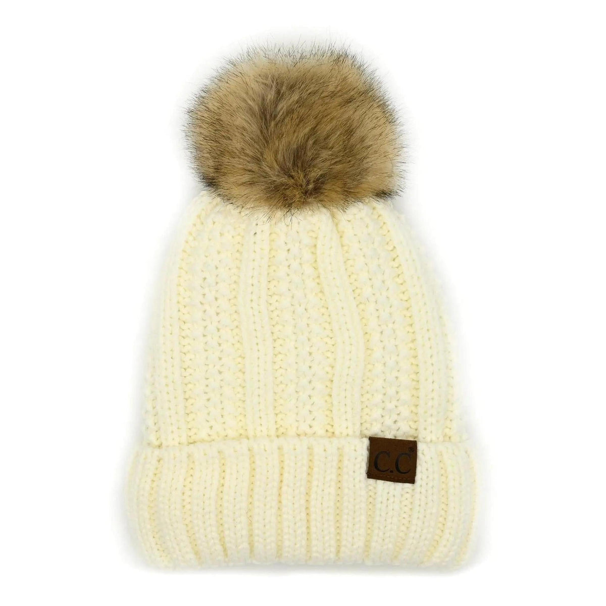CC Bold Pom Accented Kids Youth to Adult Beanies Hats - Truly Contagious
