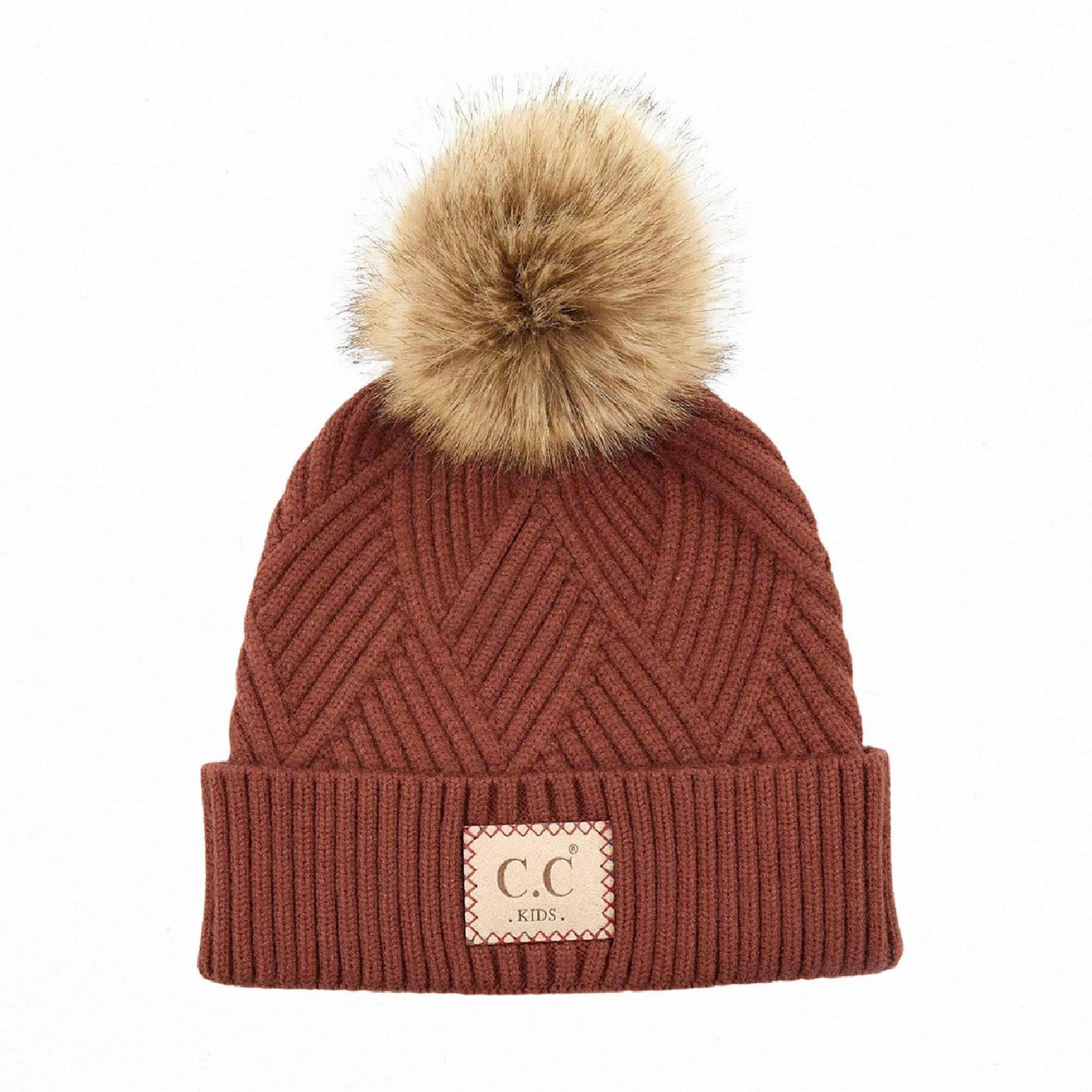 CC Brand Kids Criss - Cross Suede Patch Beanie - Truly Contagious