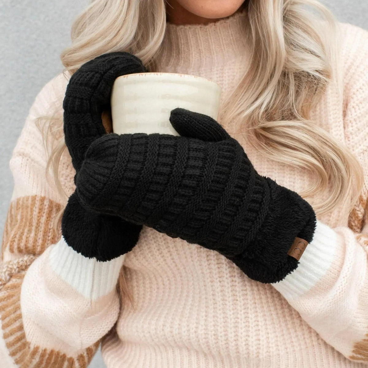 CC Brand Sherpa Lined Mittens Unisex Winter Accessories - Truly Contagious