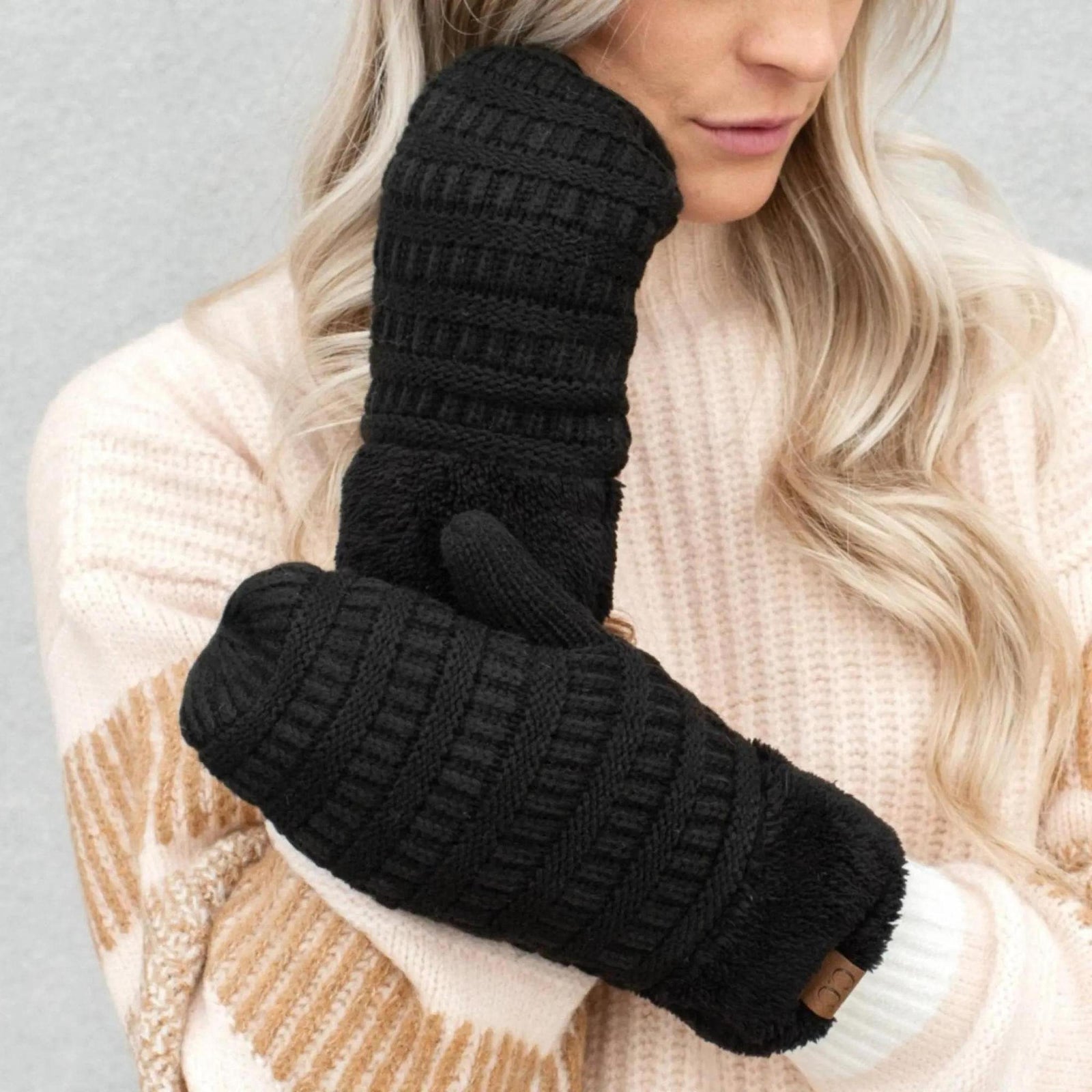 CC Brand Sherpa Lined Mittens Unisex Winter Accessories - Truly Contagious