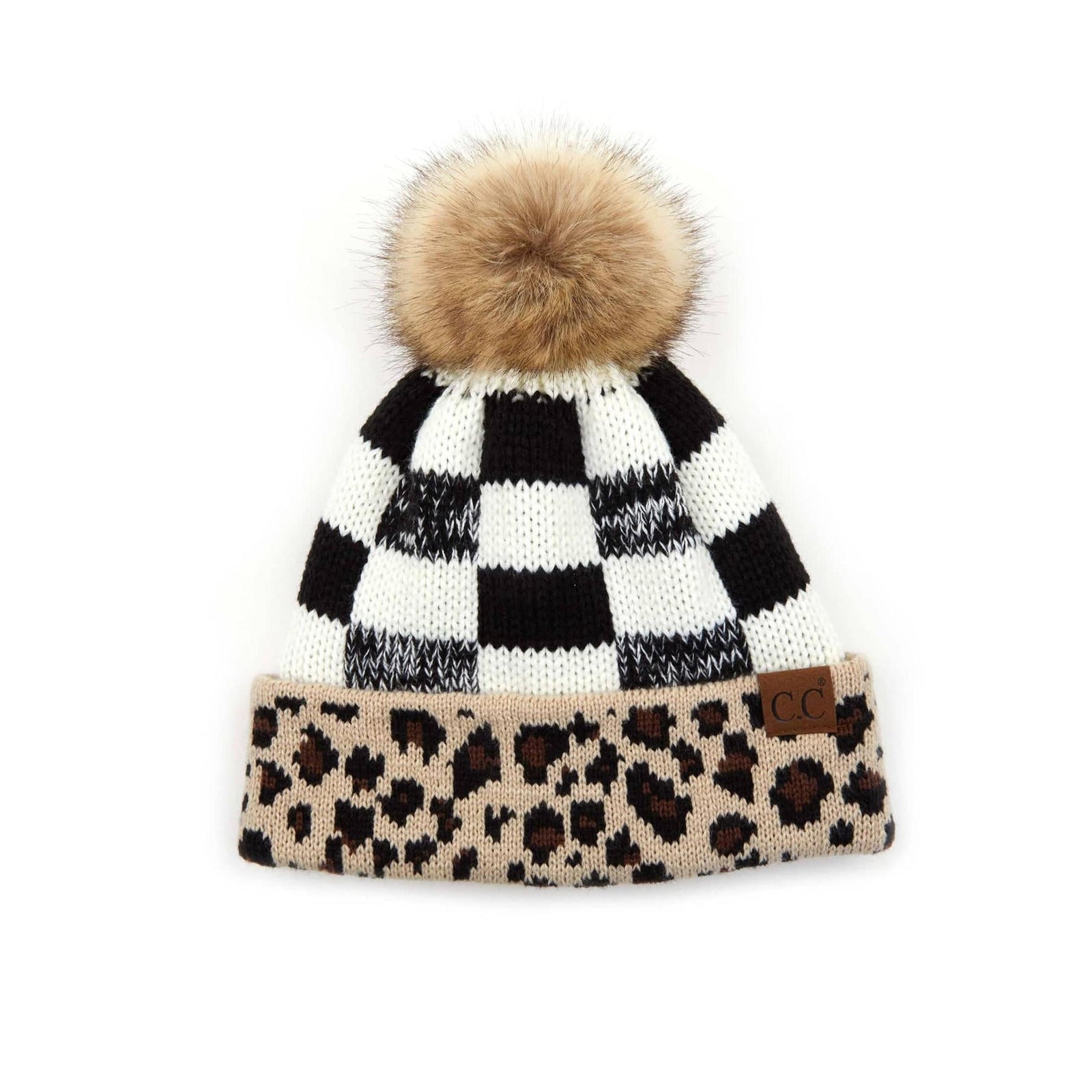 CC Cabin Cozy Leopard Plaid Beanie - Truly Contagious
