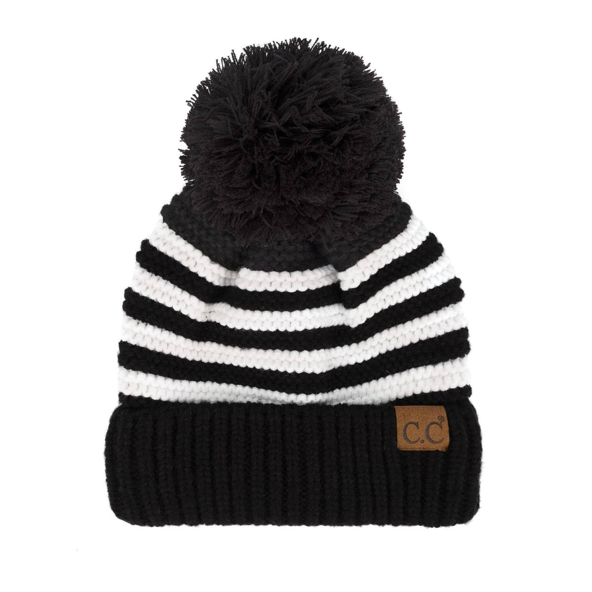 CC Chunky Knit Striped Pom Beanie - Truly Contagious