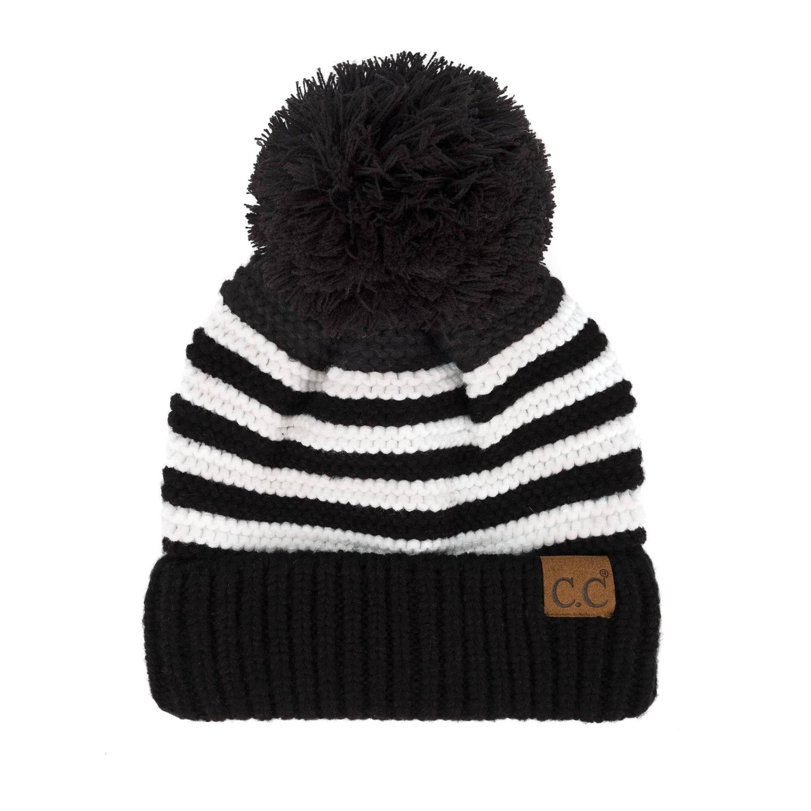 CC Chunky Knit Striped Pom Beanie - Truly Contagious
