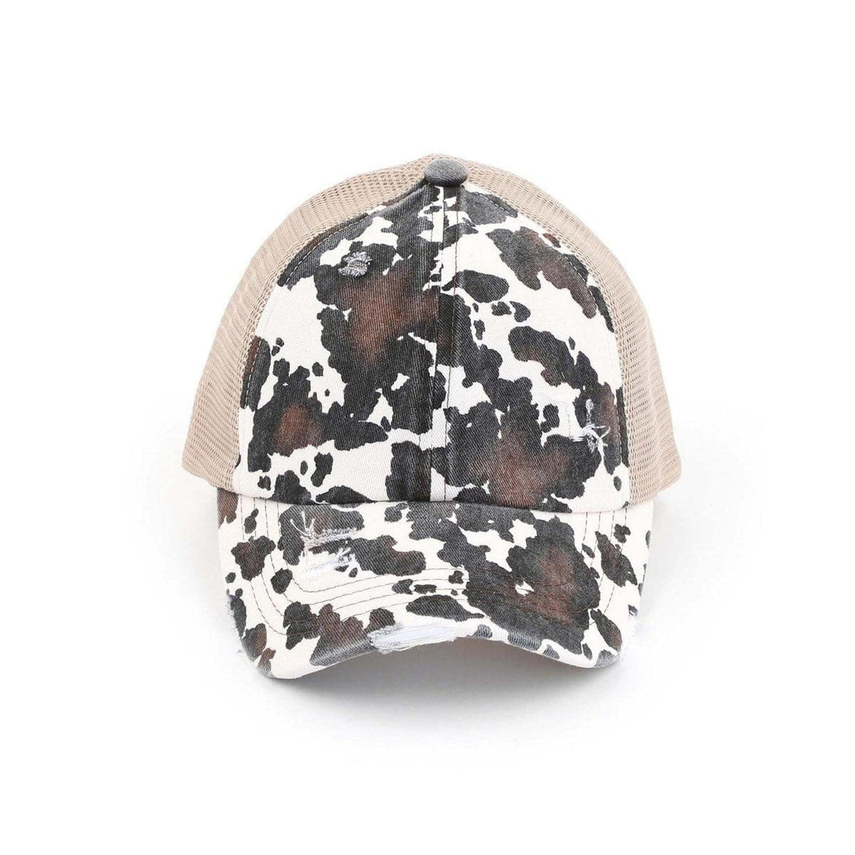 CC Cow Print Pony Hats Criss Cross Style Women Cap for Ponytails - Truly Contagious