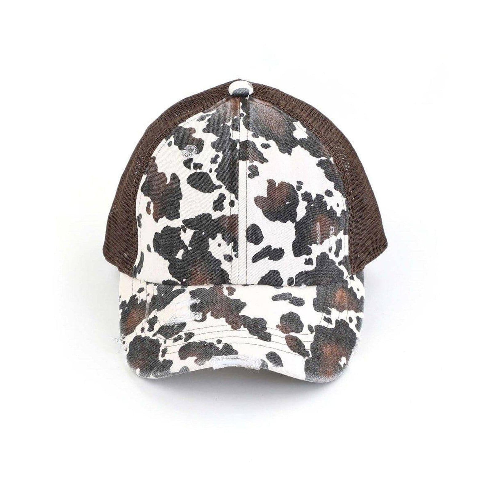 CC Cow Print Pony Hats Criss Cross Style Women Cap for Ponytails - Truly Contagious